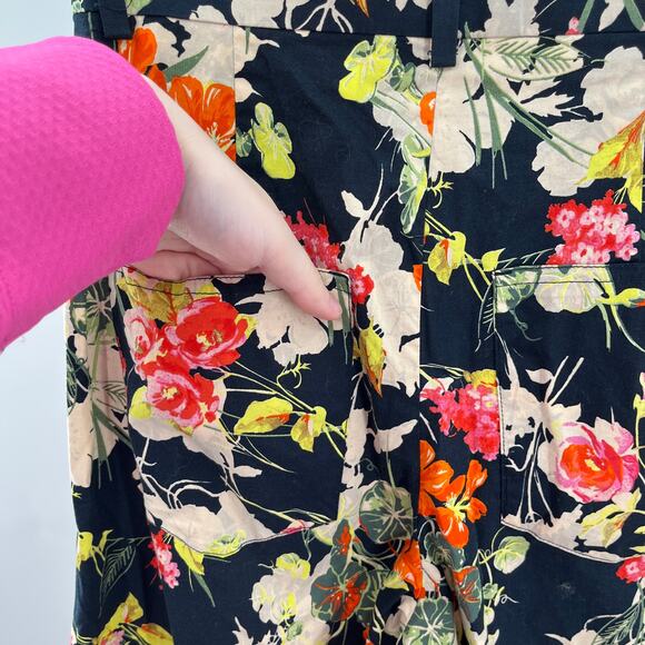 Zara Woman Black Multicolor Floral Cotton Blend Pants Women Sz XS - Picture 8 of 13